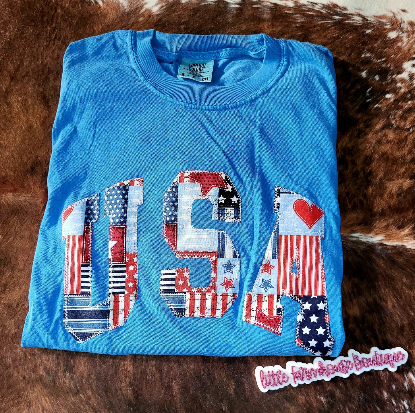 RTS Embroidered Patchwork USA Tee