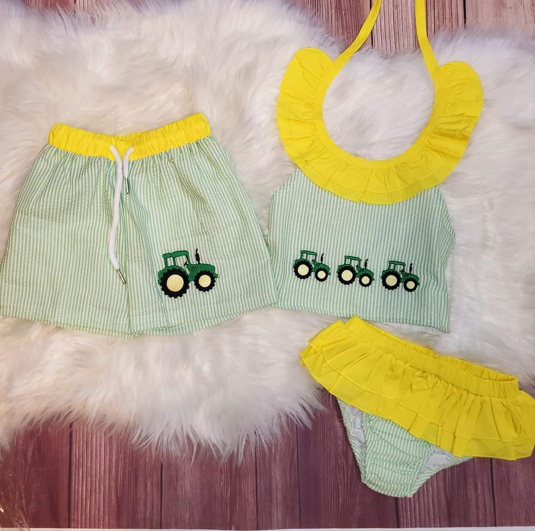 RTS Tractor Applique Swim 2 Piece