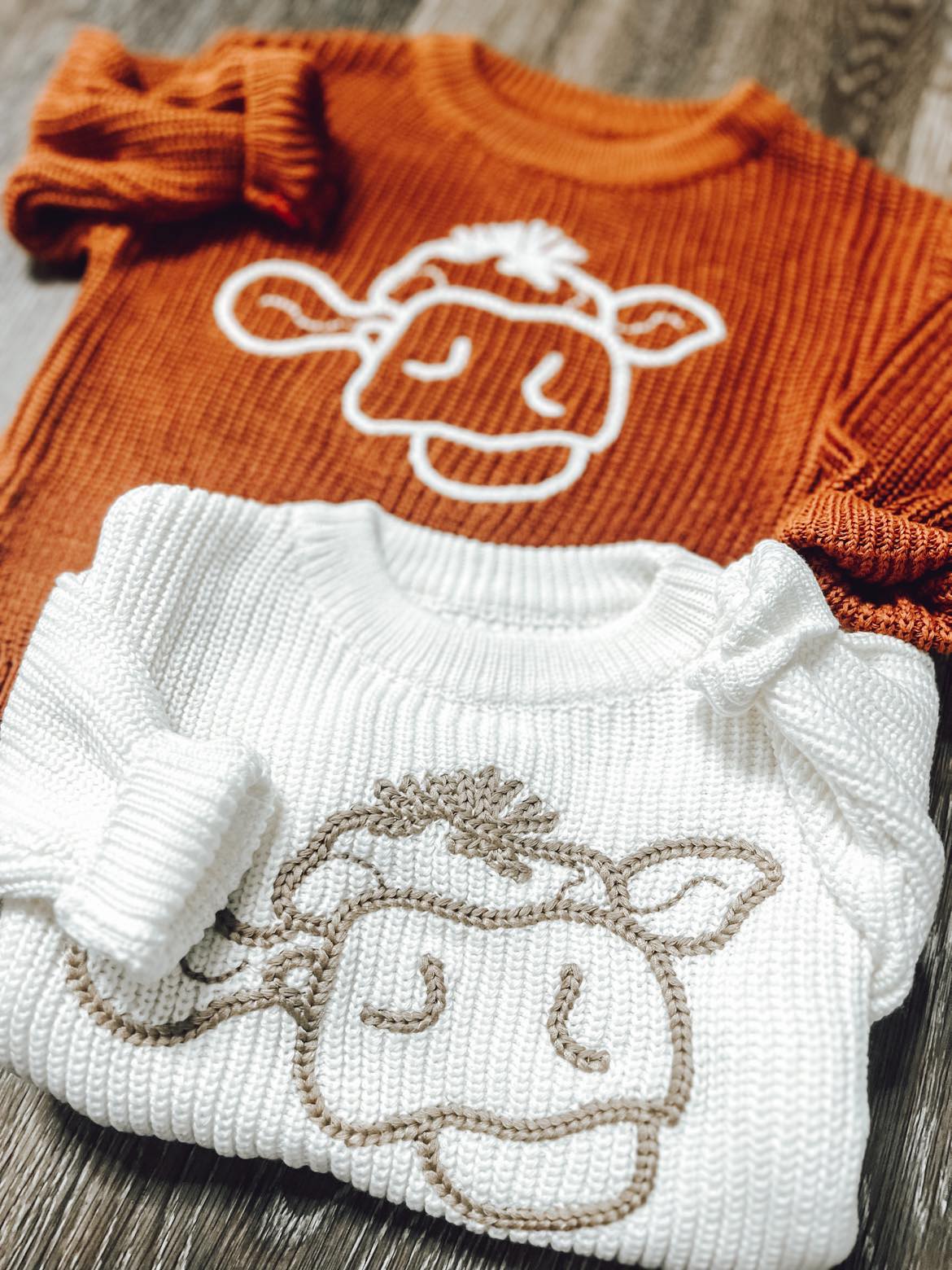 RTS Embroidered Cow Sweater