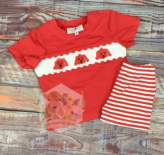 RTS Smock Red Dog Set Boy