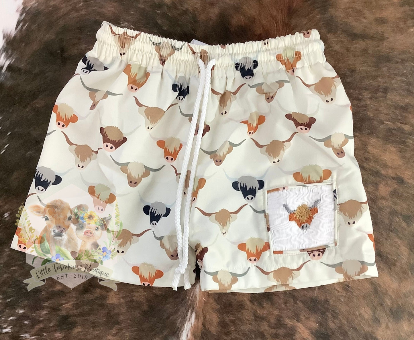 RTS Smock Highland Cow Swim Trunks